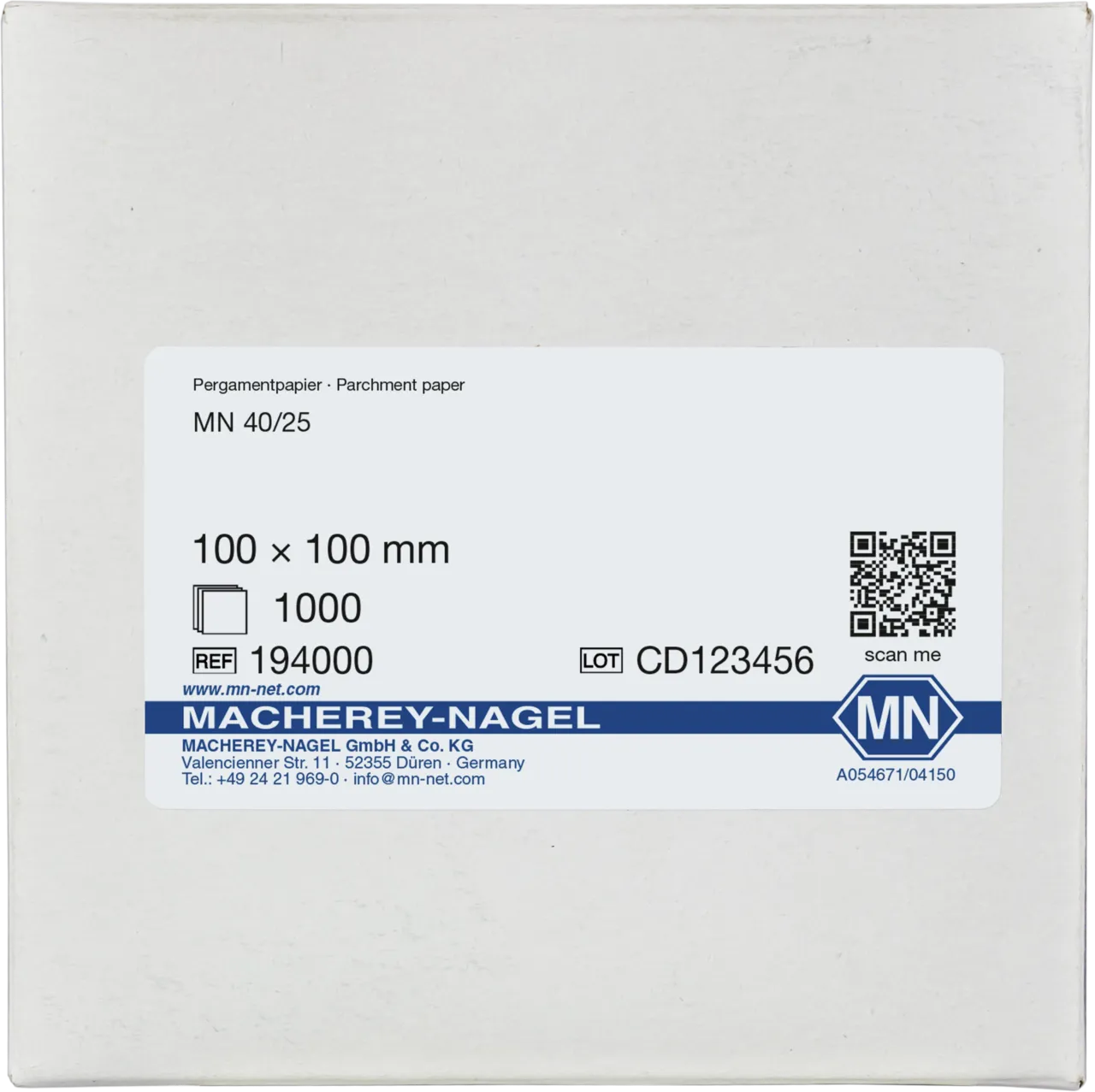 Parchment sheets MN 40/25 10x10 cm, pack of 1000