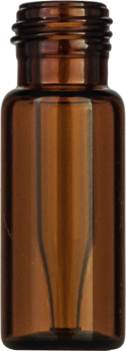Screw Neck Vial N 9 outer diameter: 11.6 mm, outer height: 32 mm amber, flat bottom, with integrated Insert 0.2 mL, conical pack of 100