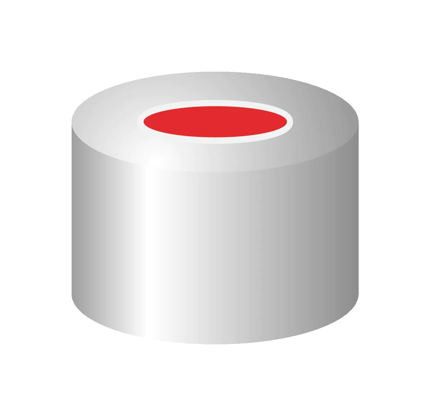 N 8 Aluminium crimp cap, silver, center hole Red Rubber/FEP colorless Hardness: 45° shore A Thickness: 1.0 mm pack of 100