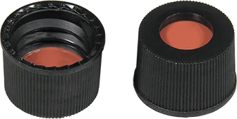 N 10 PP screw cap (bonded), black, center hole Red Rubber/TEF colorless Hardness: 65° shore A Thickness: 1,0 mm pack of 100