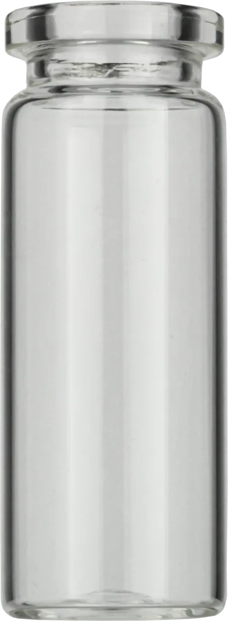 10 mL Headspace Crimp Neck Vial N 20 outer diameter: 20.5 mm, outer height: 54.5 mm clear, flat bottom, flat DIN crimp neck pack of 100