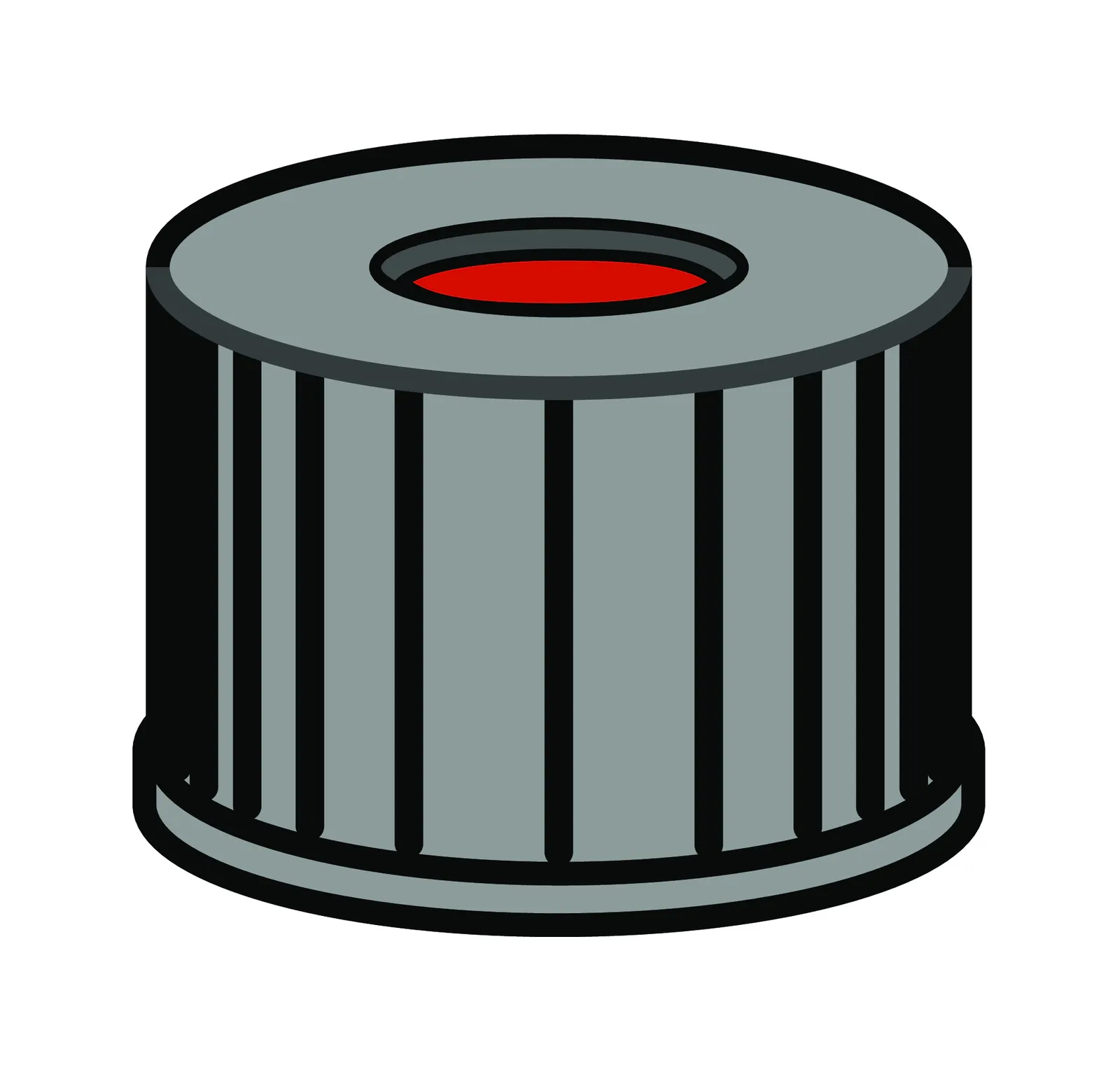 N 8 PP screw cap, black, center hole PTFE red/Silicone white/PTFE red Hardness: 50° shore A Thickness: 1.0 mm pack of 100