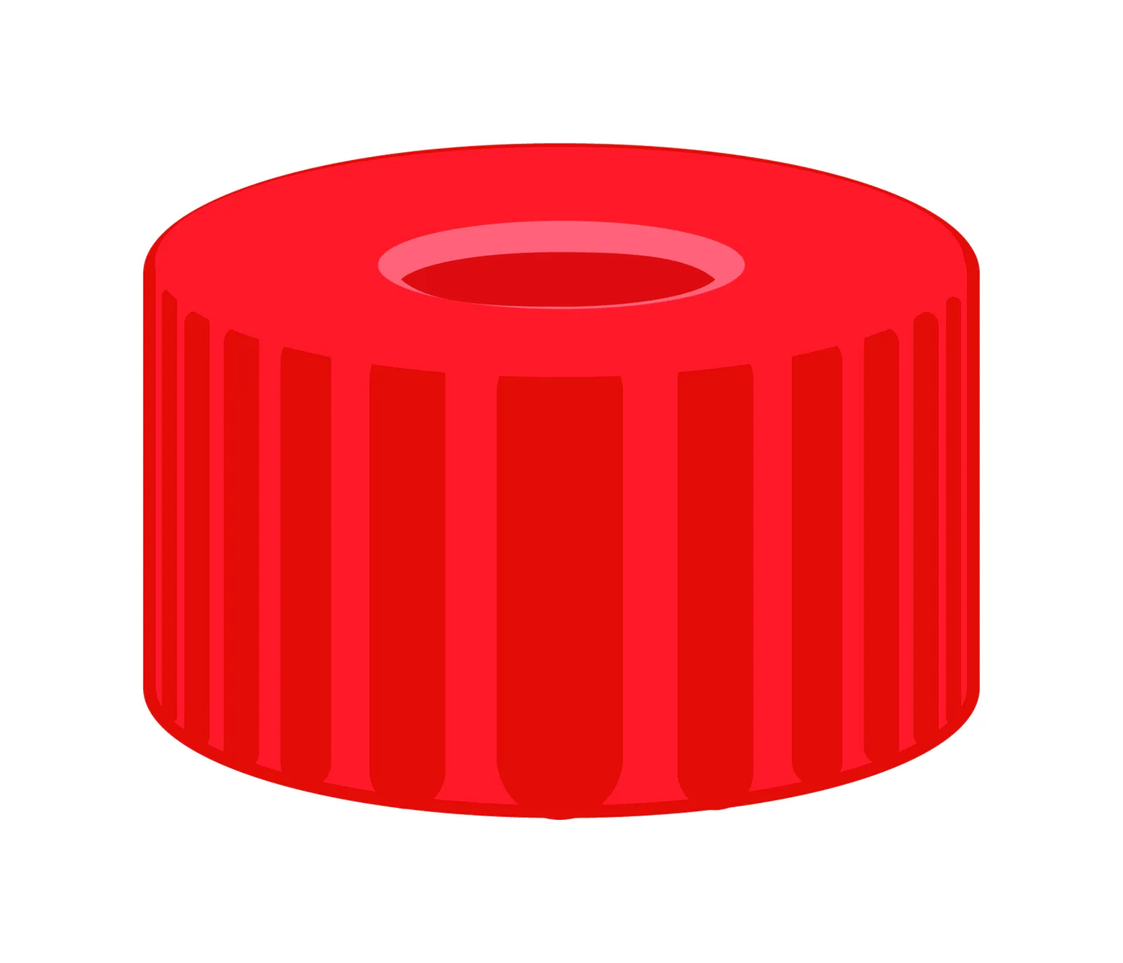 N 9 PP screw cap, red, center hole PTFE red/Silicone white/PTFE red Hardness: 50° shore A Thickness: 1.0 mm pack of 100