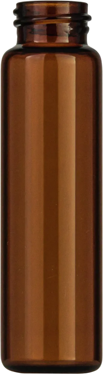 12 mL Screw Neck Vial N 15 outer diameter: 18.5 mm, outer height: 66 mm amber, flat bottom pack of 100