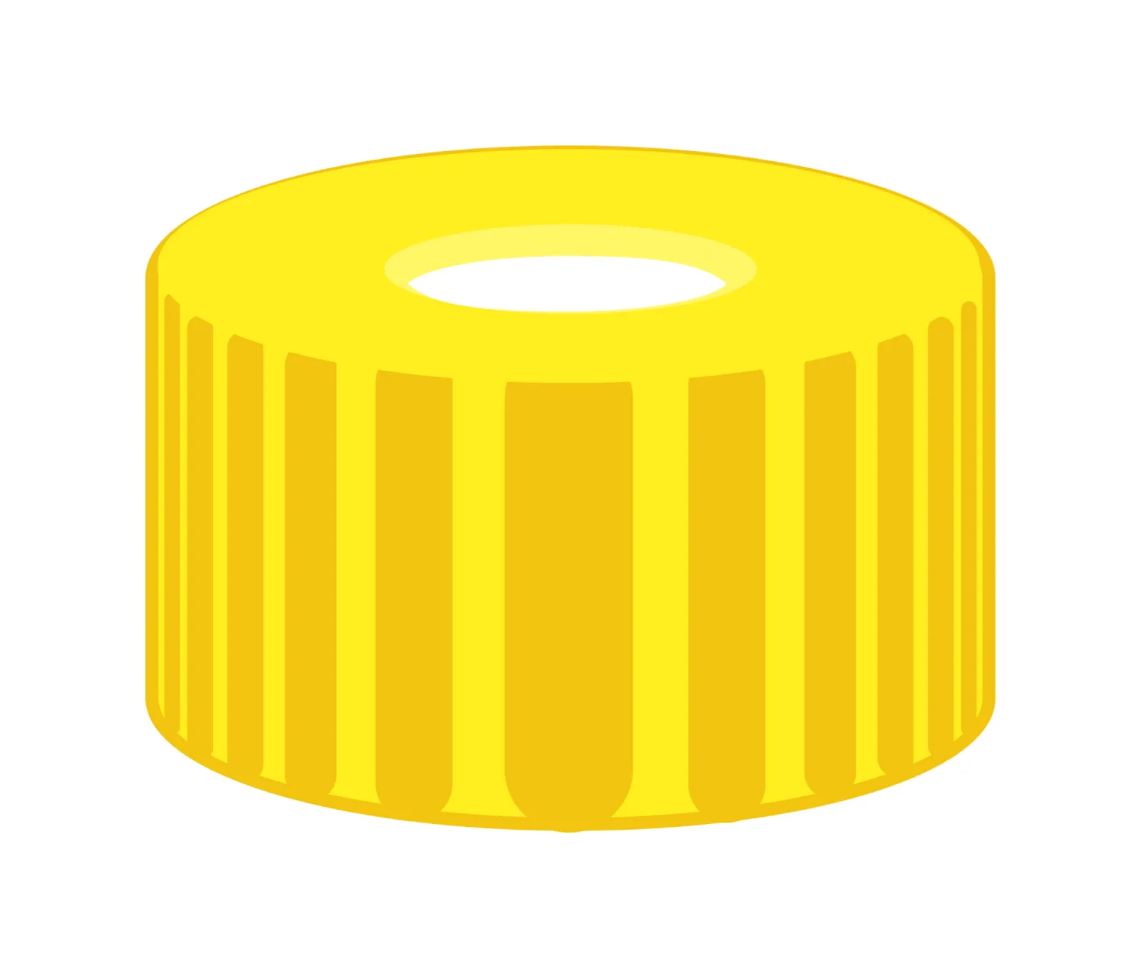 N 9 PP screw cap, yellow, center hole Silicone white/PTFE red Hardness: 45° shore A Thickness: 1.0 mm pack of 100