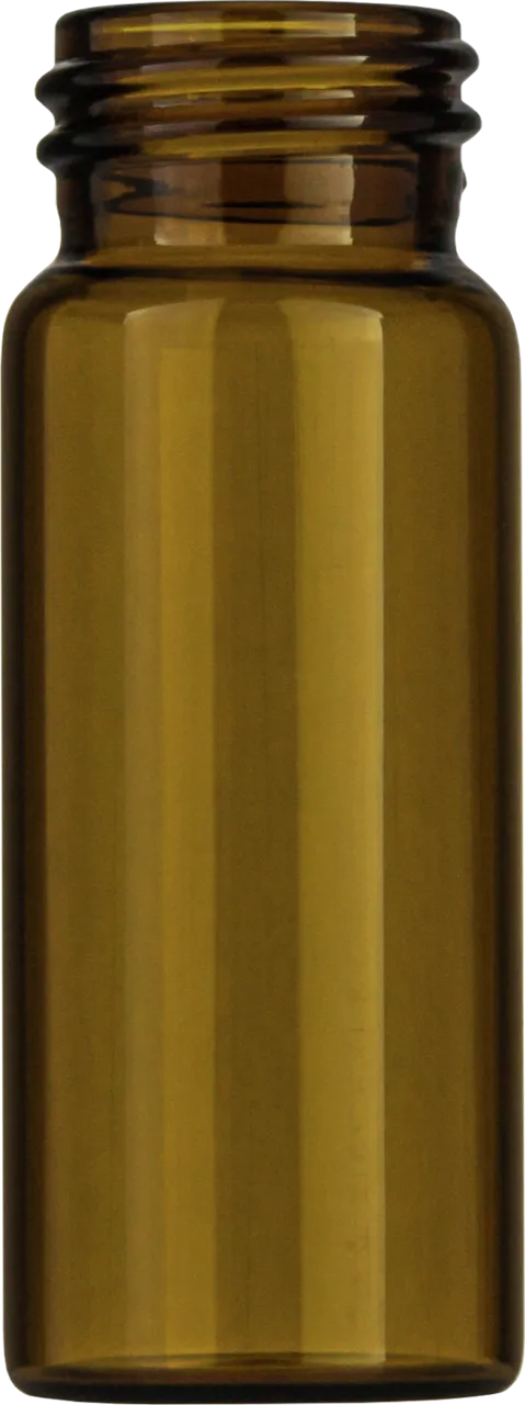 30 mL Screw Neck Vial N 24 outer diameter: 27.5 mm, outer height: 72.5 mm amber, flat bottom pack of 100