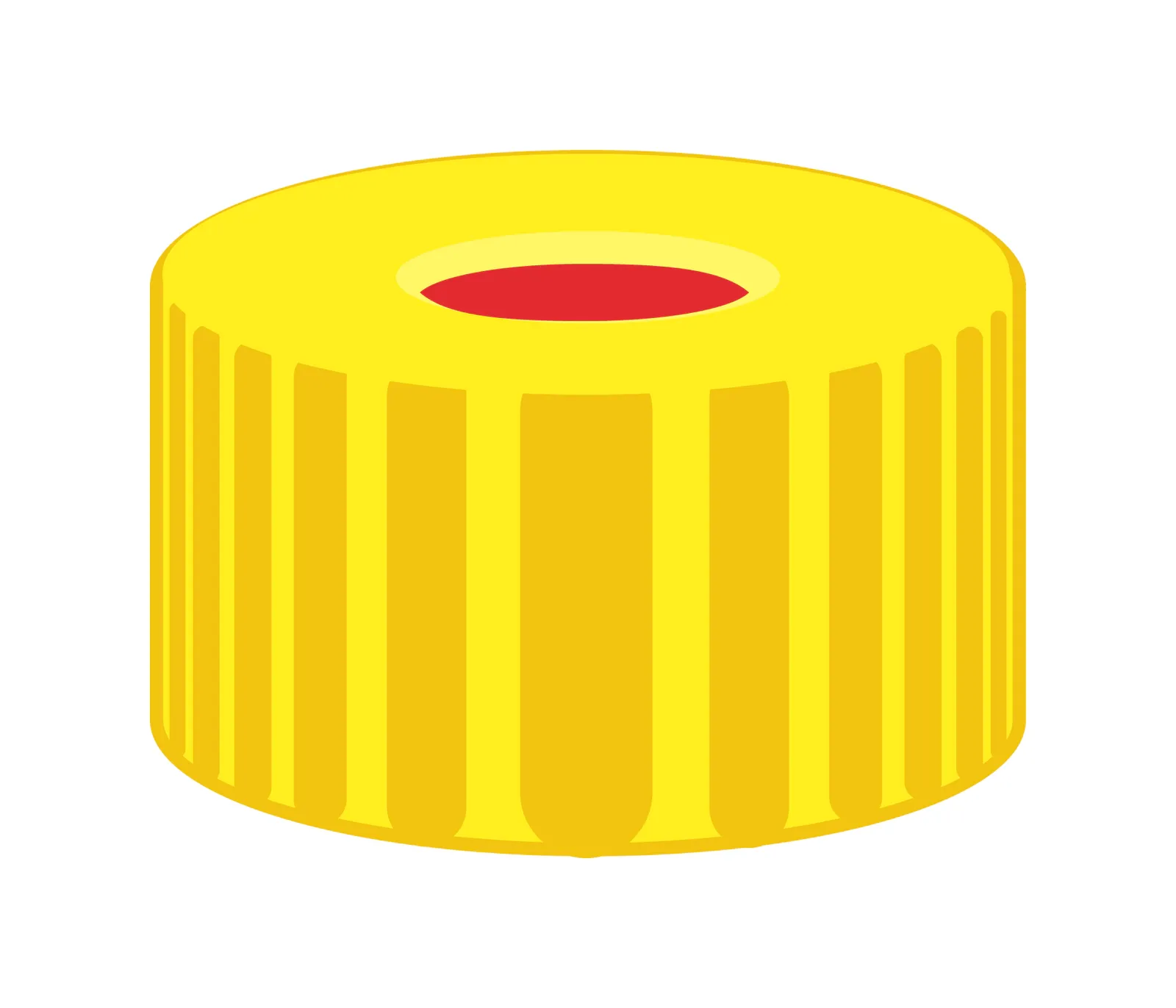 N 9 PP screw cap, yellow, center hole Red Rubber/FEP colorless Hardness: 45° shore A Thickness: 1.0 mm pack of 100