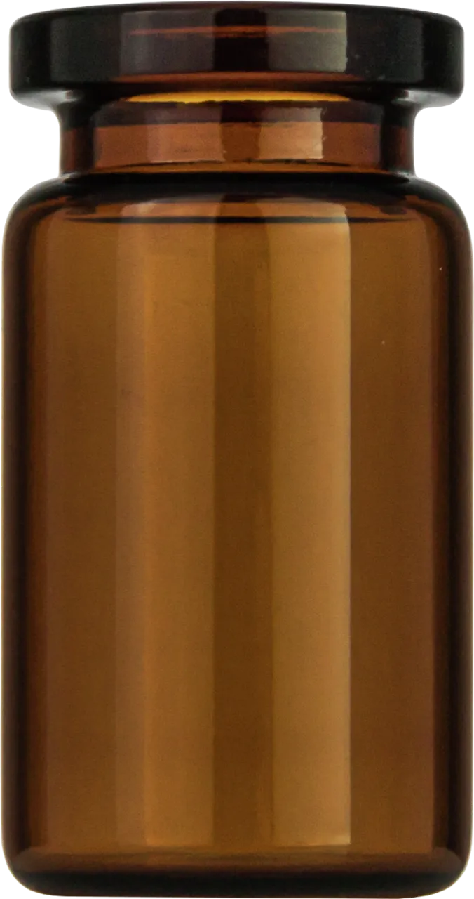 5 mL Headspace Crimp Neck Vial N 20 outer diameter: 20.5 mm, outer height: 38 mm amber, flat bottom, flat DIN crimp neck pack of 100