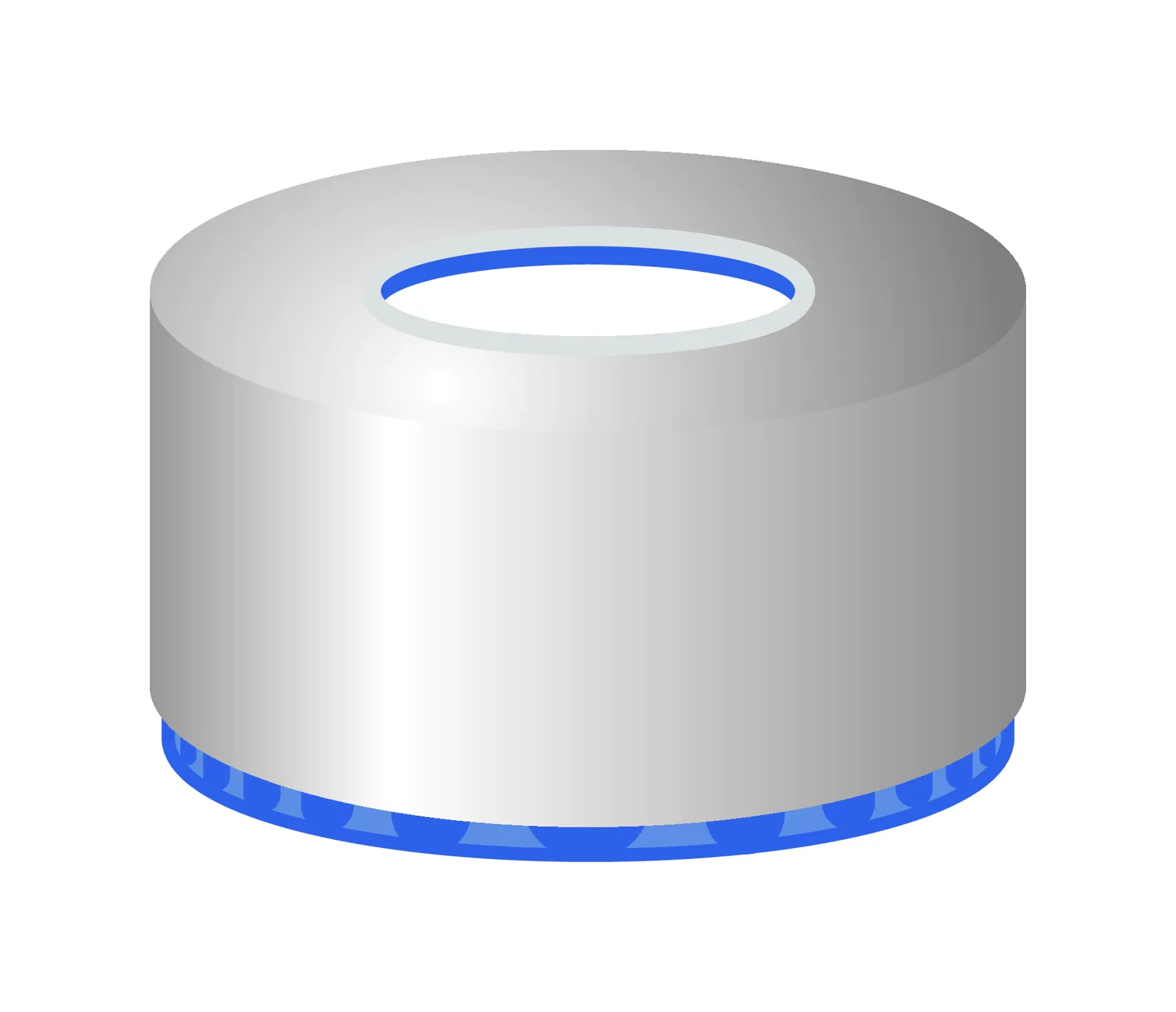 N 9 magnetic screw cap, silver, center hole Silicone white/PTFE red Hardness: 45° shore A Thickness: 1.0 mm pack of 100
