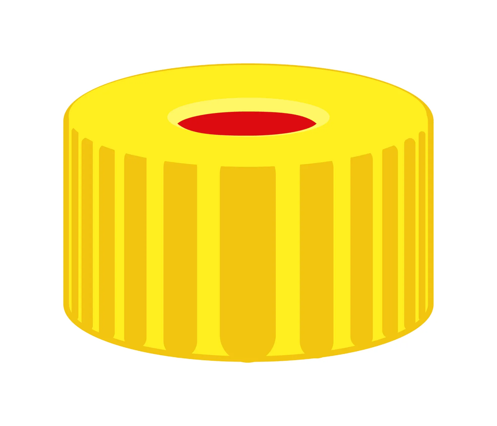 N 9 PP screw cap, yellow, center hole PTFE red/Silicone white/PTFE red Hardness: 50° shore A Thickness: 1.0 mm pack of 100