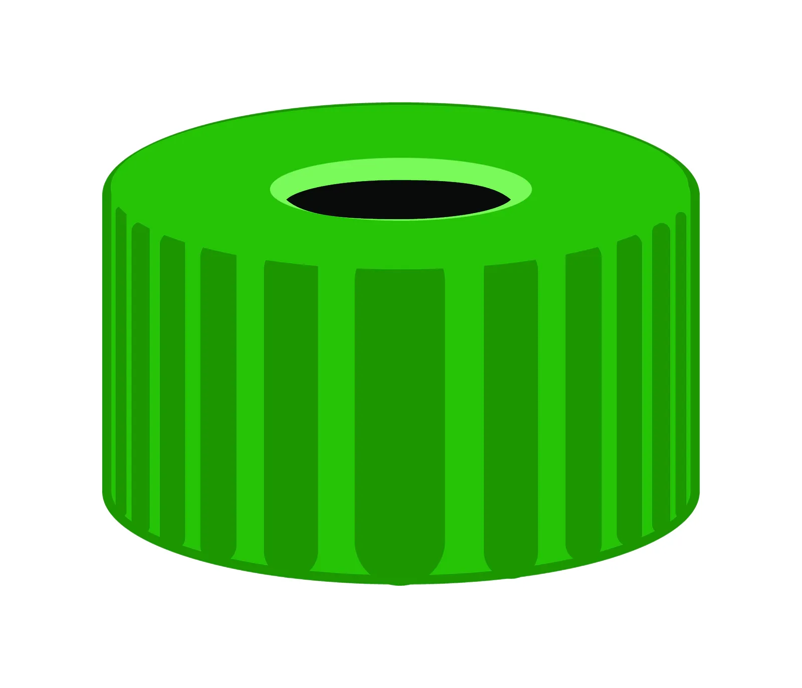 N 9 PP screw cap, green, center hole pack of 100