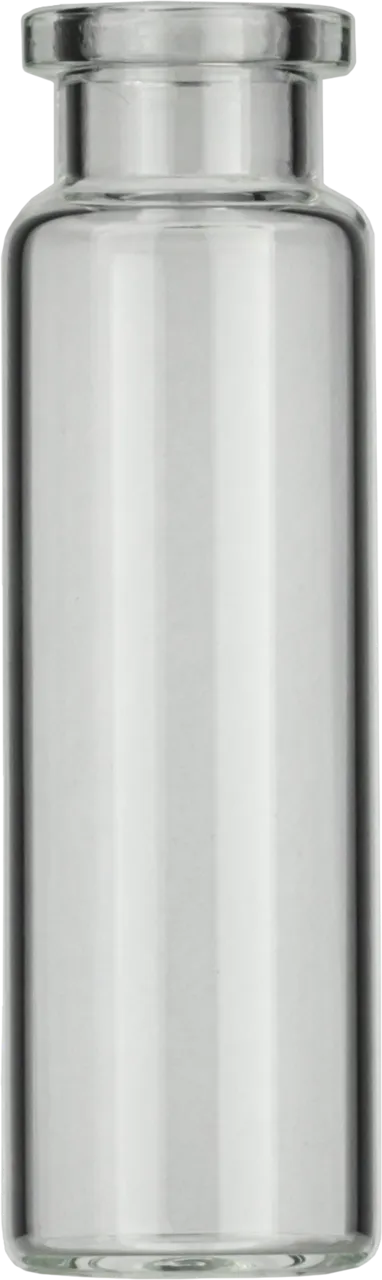 20 mL Headspace Crimp Neck Vial N 20 outer diameter: 22.5 mm, outer height: 75.5 mm clear, flat bottom, flat DIN crimp neck pack of 100