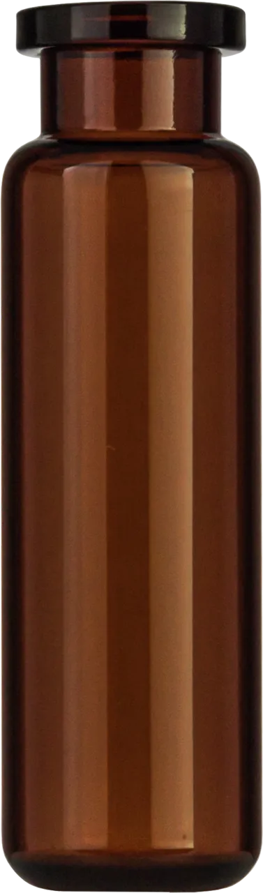 20 mL Headspace Crimp Neck Vial N 20 outer diameter: 22.5 mm, outer height: 75.5 mm amber, rounded bottom, flat DIN crimp neck pack of 100