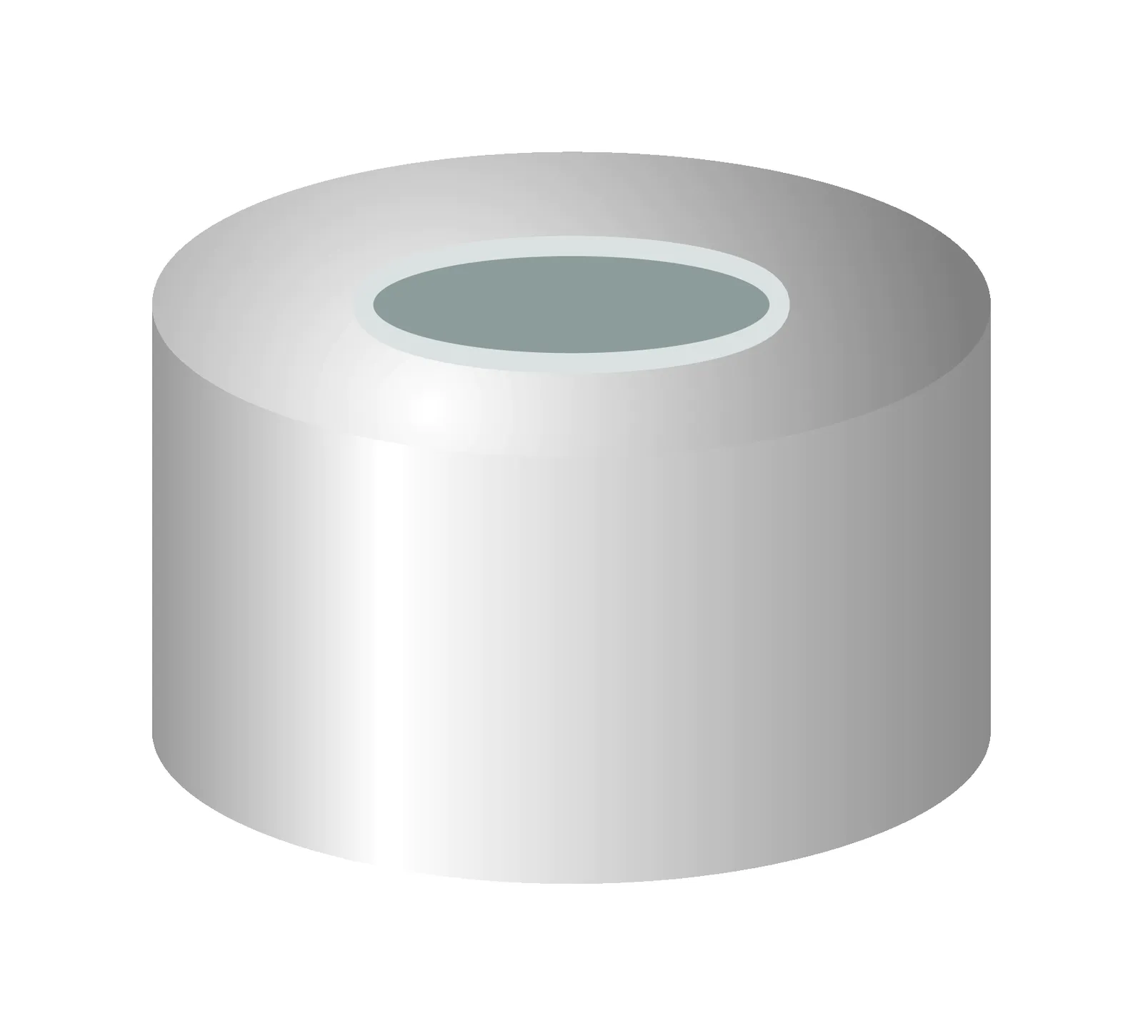 N 11 Aluminium crimp cap, silver, center hole PTFE gray/Butyl beige/PTFE gray Hardness: 55° shore A Thickness: 1.3 mm pack of 100