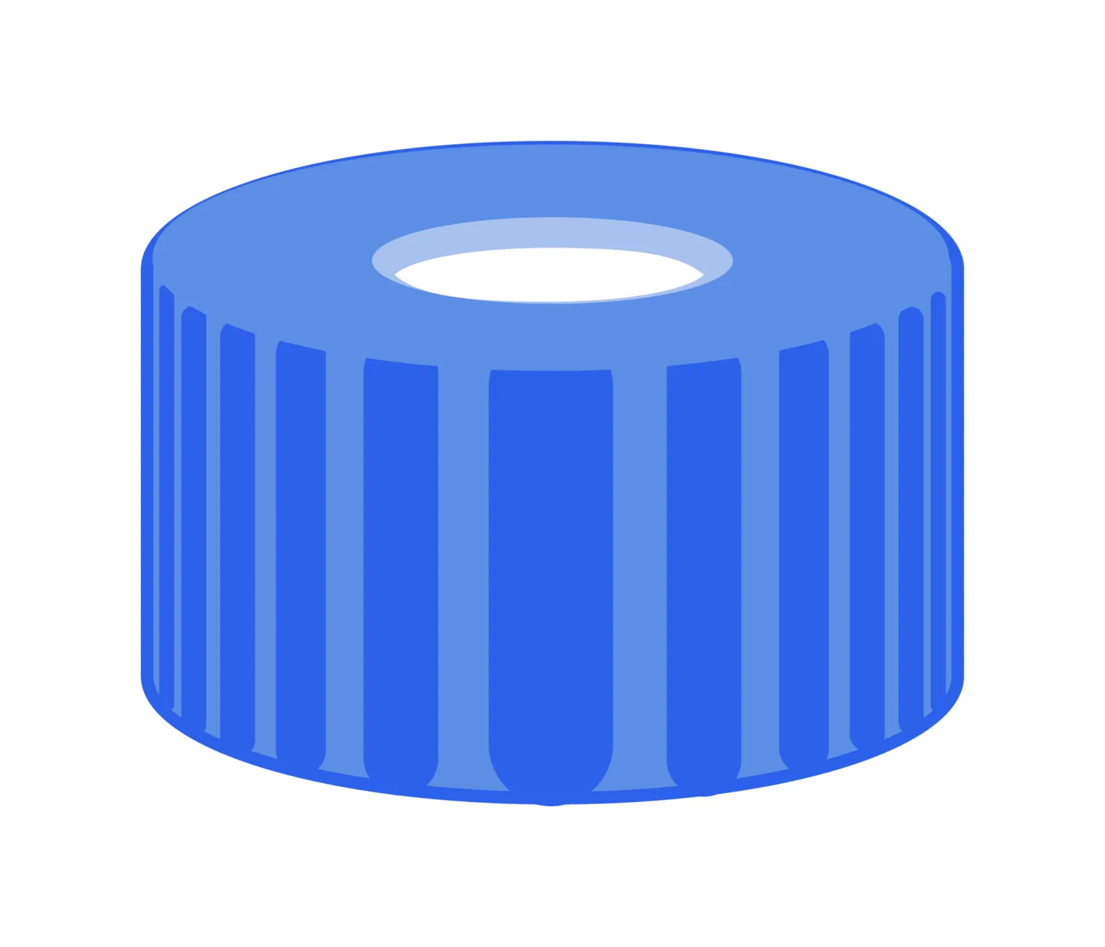 N 9 PP screw cap, blue, center hole Silicone white/Polypropylene colorless Hardness: 45° shore A Thickness: 1.0 mm pack of 100