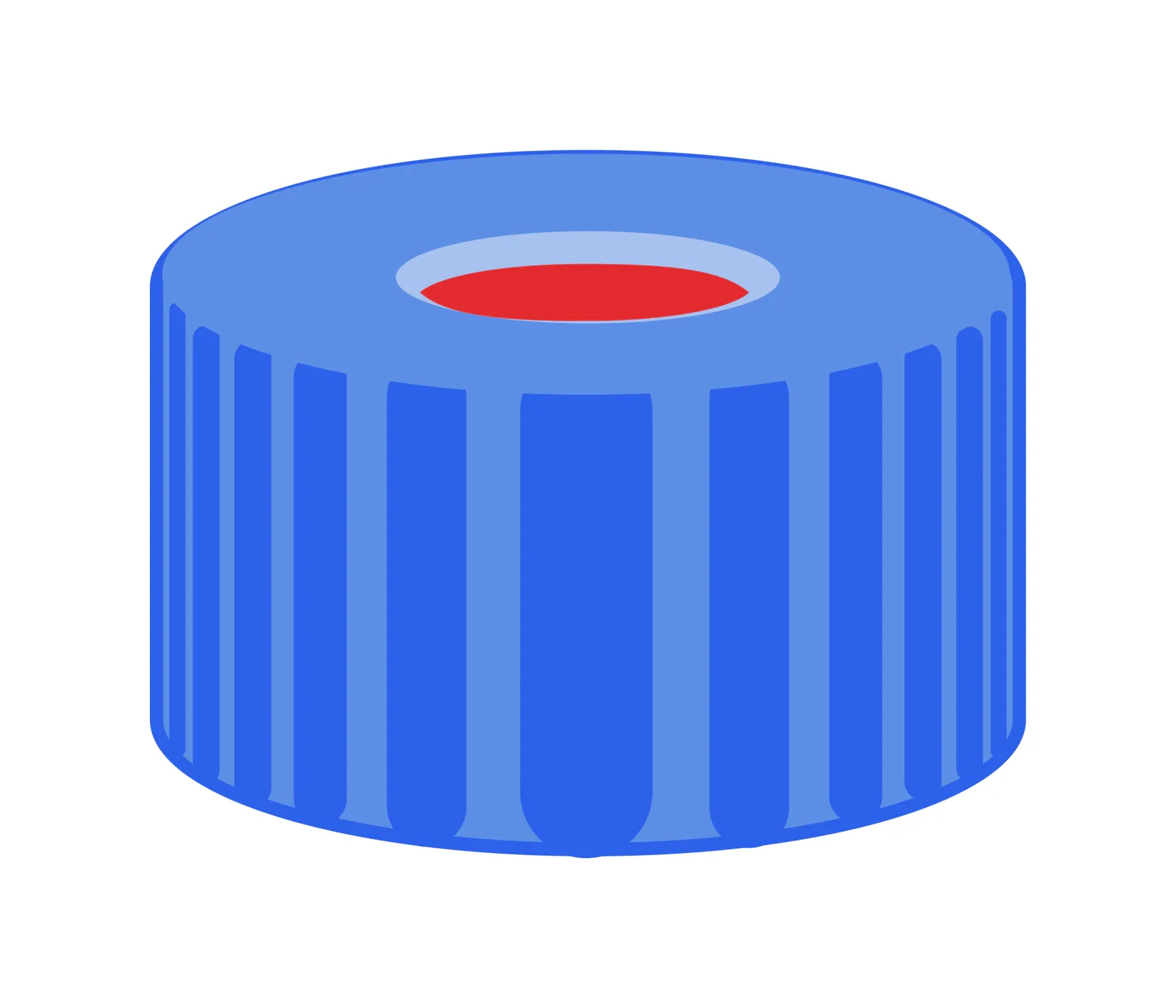 N 9 PP screw cap, blue, center hole, Natural Rubber red-orange/ETFE colorless Hardness: 45° shore A Thickness: 1.0 mm pack of 100