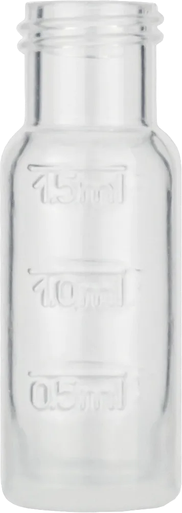 1.5 mL Polypropylene Screw Neck Vial N 9 outer diameter: 11.6 mm, outer height: 32 mm transparent, flat bottom, with filling lines pack of 100
