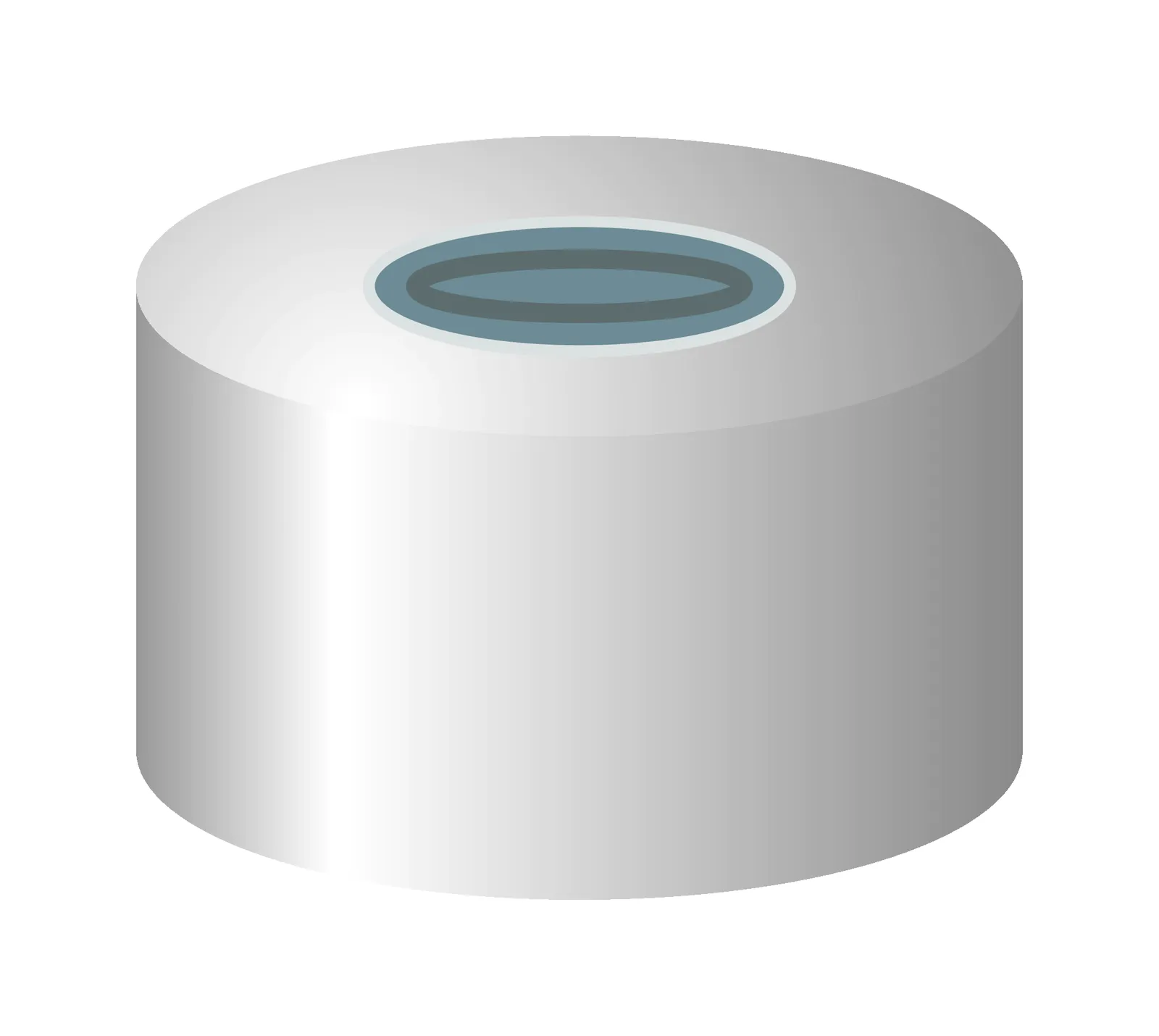 N 13 Aluminium Crimp Cap, silver, center hole, Butyl dark gray/centrical PTFE-lamination gray, Hardness: 50° shore A, Thickness: 2.0 mm, pack of 100