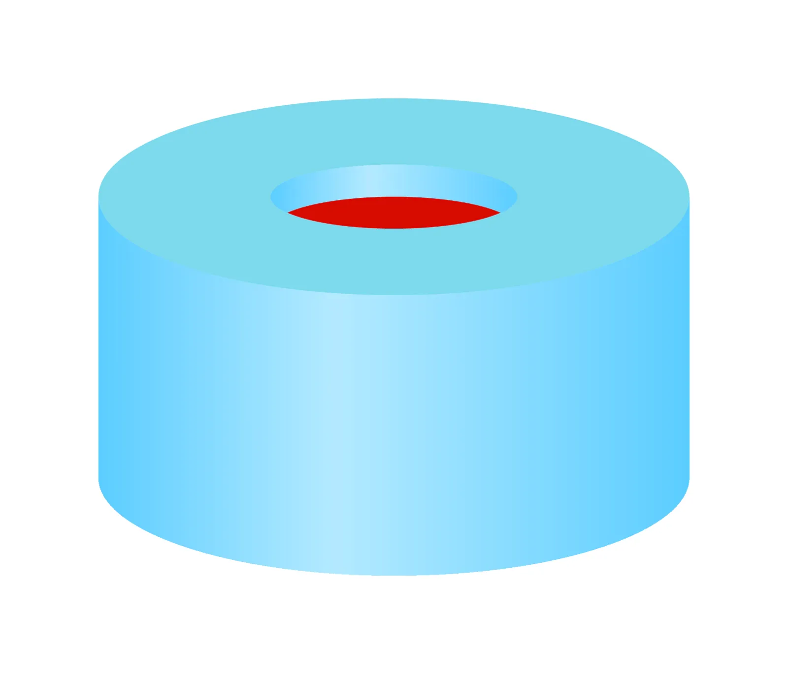 N 11 PE snap ring cap, soft, light blue, center hole PTFE red/Silicone white/PTFE red Hardness: 50° shore A Thickness: 1.0 mm pack of 100
