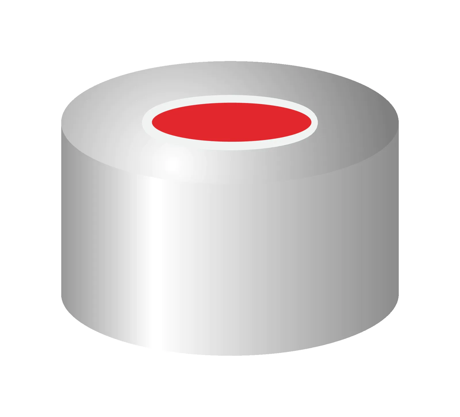 N 11 Aluminium crimp cap, silver, center hole Red Rubber/FEP colorless Hardness: 45° shore A Thickness: 1.3 mm pack of 100