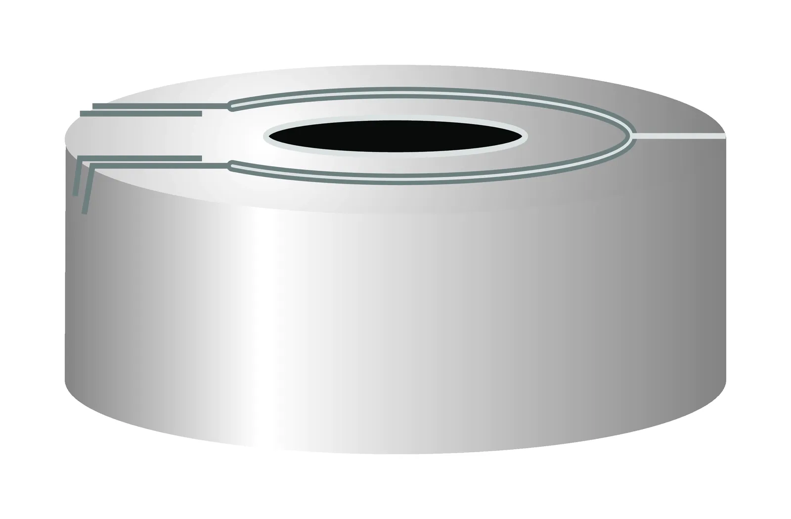 N 20 Aluminium pressure release safety cap, silver, center hole pack of 100