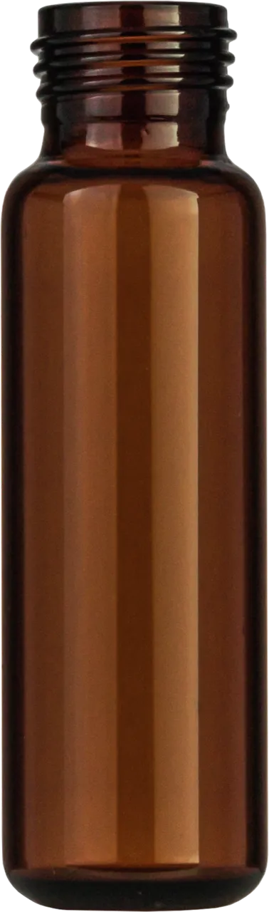 20 mL Headspace Screw Neck Vial N 18 outer diameter: 22.5 mm, outer height: 75.5 mm amber, rounded bottom pack of 100