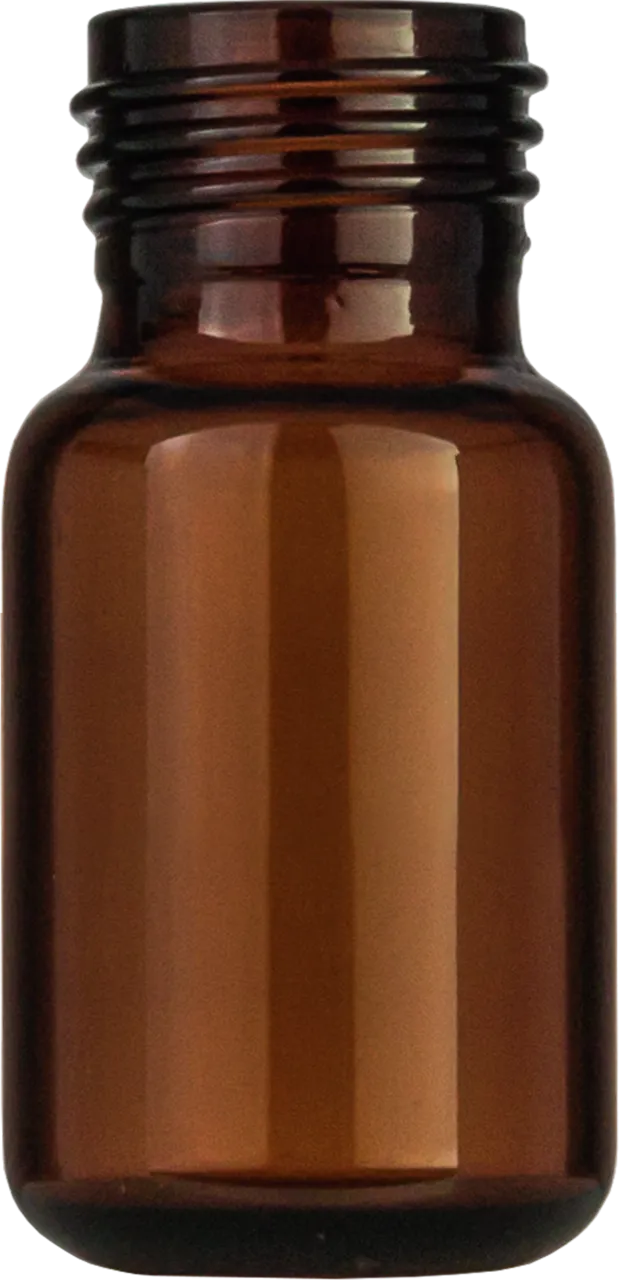 10 mL Headspace Screw Neck Vial N 18 outer diameter: 22.5 mm, outer height: 46 mm amber, rounded bottom pack of 100