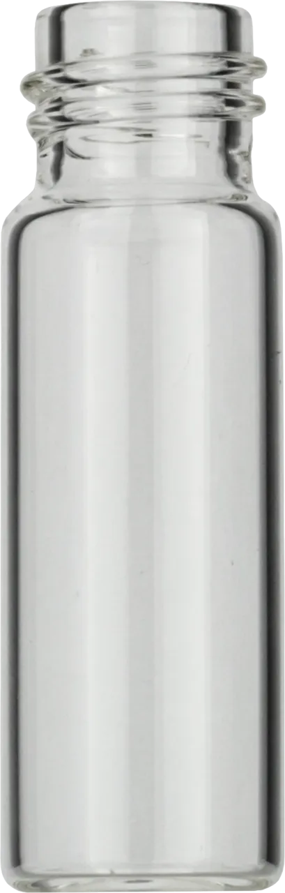 Pre-sealed vials 702962: 4 mL Screw Neck Vial N 13 clear, flat bottom pre-screwed with 702926 PP Screw Cap black, center hole, Silicone white/PTFE red, Hardness: 40° shore A, Thickness: 1.3 mm, pack of 100