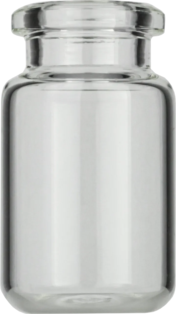 6 mL Headspace Crimp Neck Vial N 20 outer diameter: 22 mm, outer height: 38.25 mm clear, rounded bottom, beveled top pack of 100