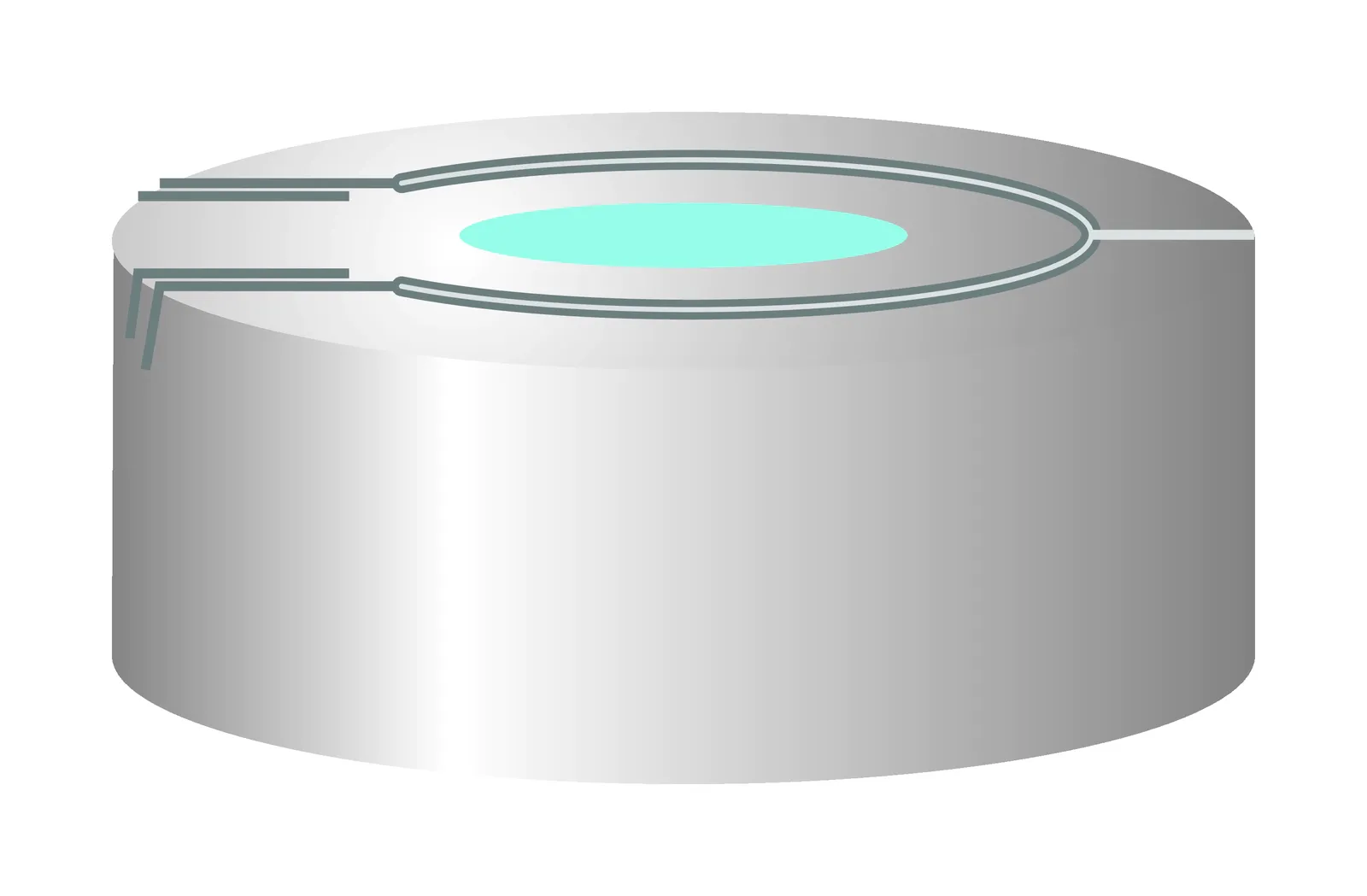 N 20 Aluminium pressure release safety cap, silver, center hole Silicone blue transparent/PTFE colorless Hardness: 45° shore A Thickness: 3 mm pack of 100