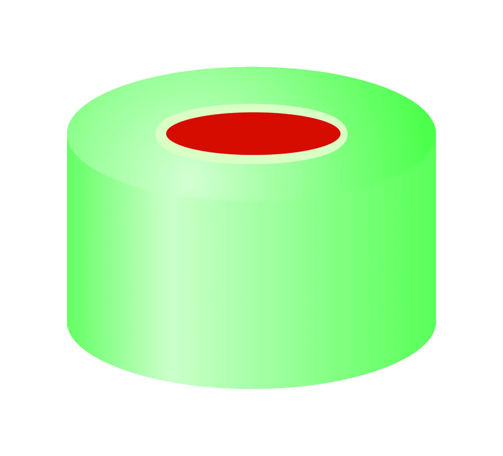 N 11 Aluminium crimp cap, green, center hole PTFE red/Silicone white/PTFE red Hardness: 50° shore A Thickness: 1.0 mm pack of 100