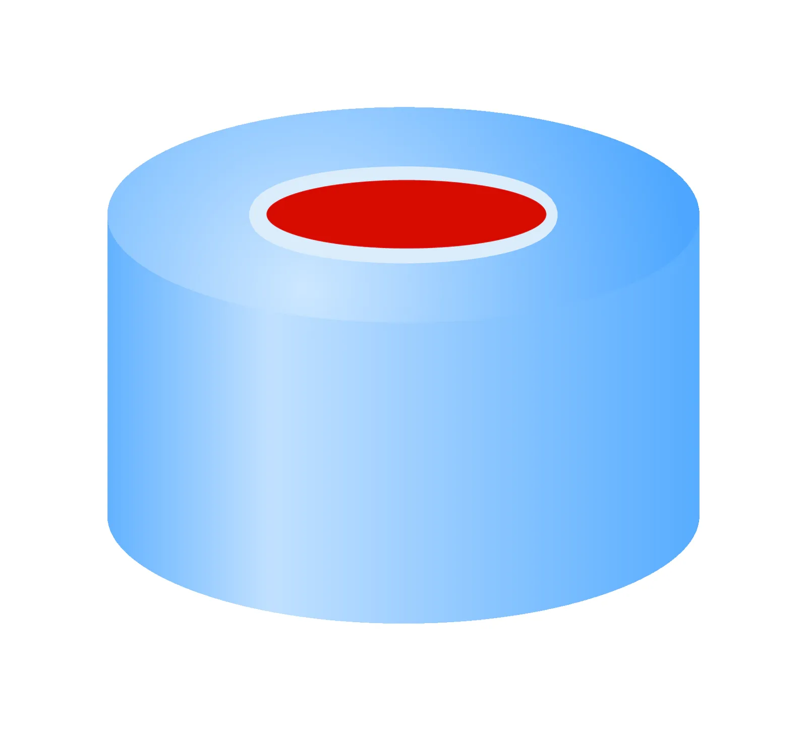 N 11 Aluminium crimp cap, blue, center hole PTFE red/Silicone white/PTFE red Hardness: 50° shore A Thickness: 1.0 mm pack of 100