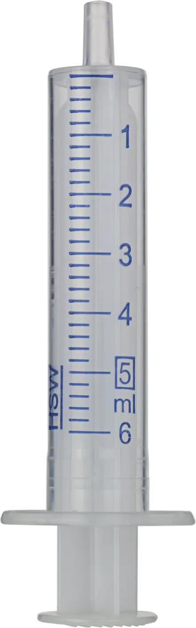 Disposable syringes with luer tip, 5 mL pack of 100