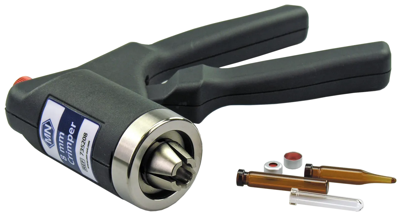 Manual crimper (ergonomic) for 8 mm Aluminium Caps crimping pressure adjustable by knob on the crimping head pack of 1