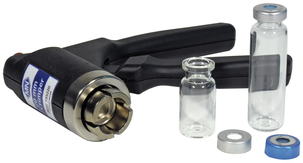 Manual crimper (ergonomic) for 20 mm Aluminium Caps crimping pressure adjustable by knob on the crimping head pack of 1