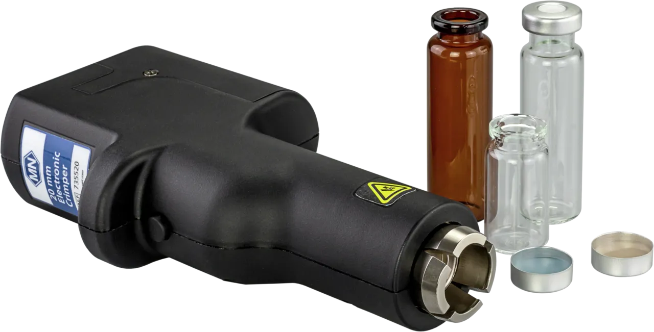 Electronic crimper (version 1802/6A) for 20 mm Flip Top/Flip Off Caps 6.6 Volt, with charging supply and plug set pack of 1