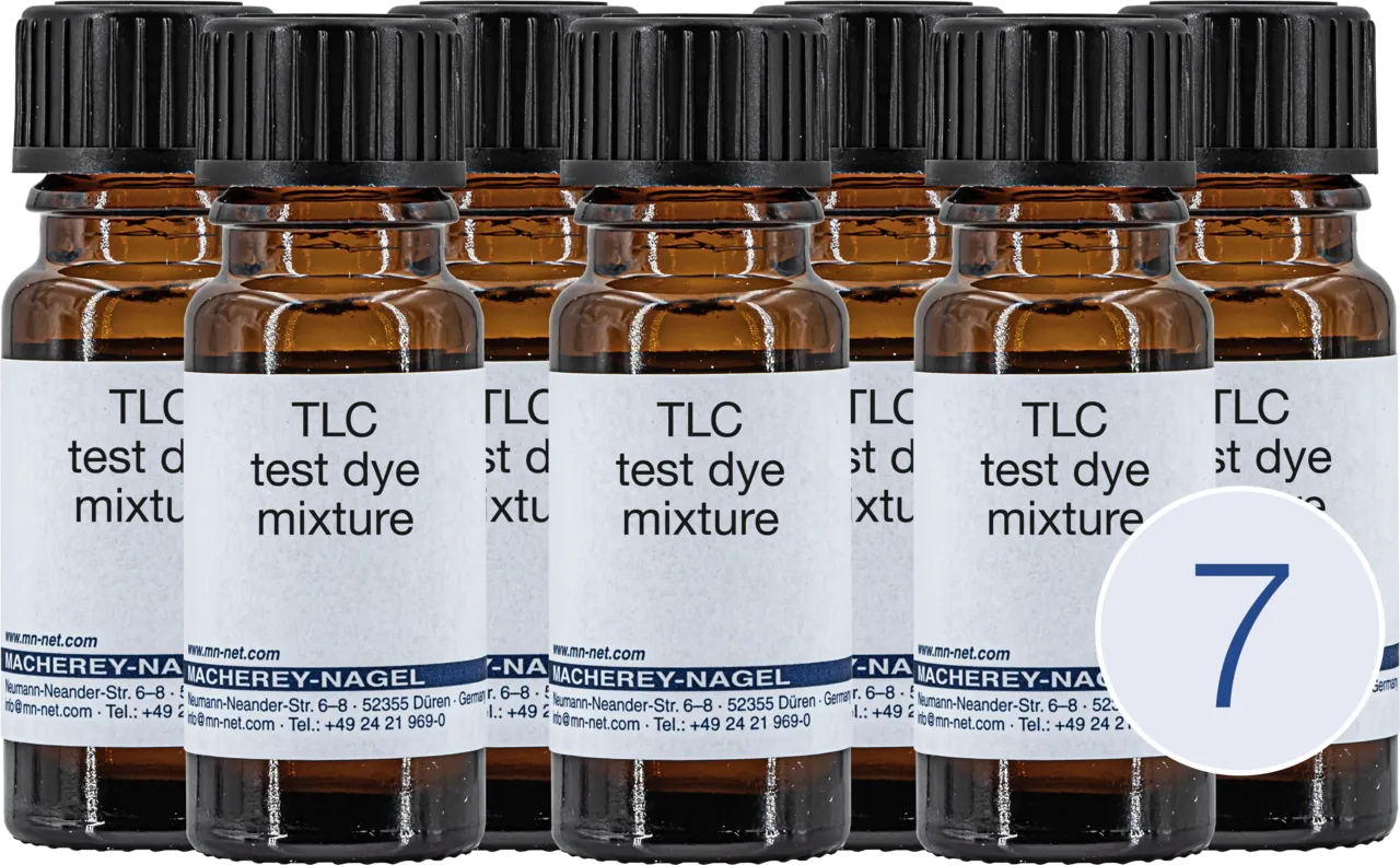 TLC test mixture for Micro-Set A, individual, anthraquinone dyes, pack of 7x 8 mL