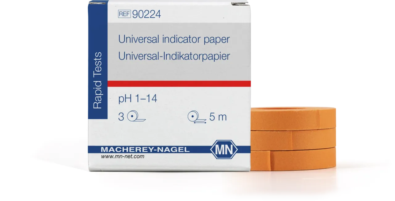 Universal indicator paper pH 1-14 test paper - refill pack of 3 reels - measuring range: pH 1-2-3-4-5-6-7-8-9-10-12-14 reel of 5 m length x 7 mm width