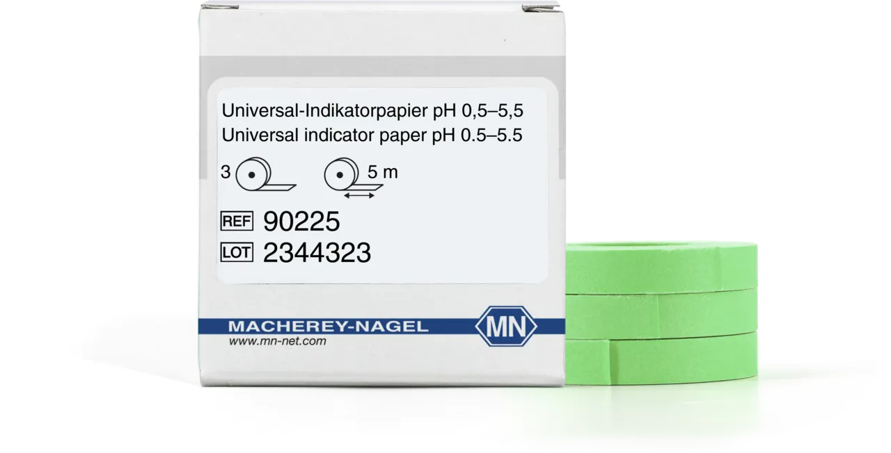Special indicator paper pH 0.5-5.5 test paper - refill pack of 3 reels - measuring range: pH 0.5-1.0-1.5-2.0-2.5- 3.0-3.5-4.0-4.5-5.0-5.5 reel of 5 m length x 7 mm width