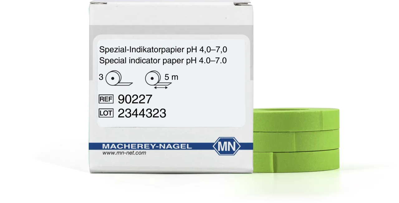Special indicator paper pH 4.0-7.0 test paper - refill pack of 3 reels - measuring range: pH 4.0-4.3-4.6-4.9- 5.2-5.5-5.8-6.1-6.4-6.7-7.0 reel of 5 m length x 7 mm width