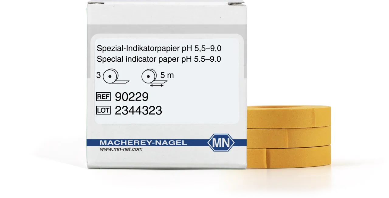 Special indicator paper pH pH 5.5-9.0 test paper - refill pack of 3 reels - measuring range: pH 5.5-6.0-6.5-7.0- 7.5-8.0-8.5-9.0 reel of 5 m length x 7 mm width