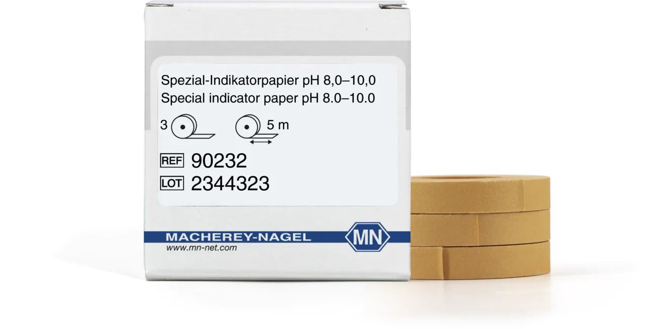 Special indicator paper pH pH 8.0-10.0 test paper - refill pack of 3 reels - measuring range: pH 8.0-8.2-8.4-8.7-9.0- 9.2-9.6-10.0 reel of 5 m length x 7 mm width
