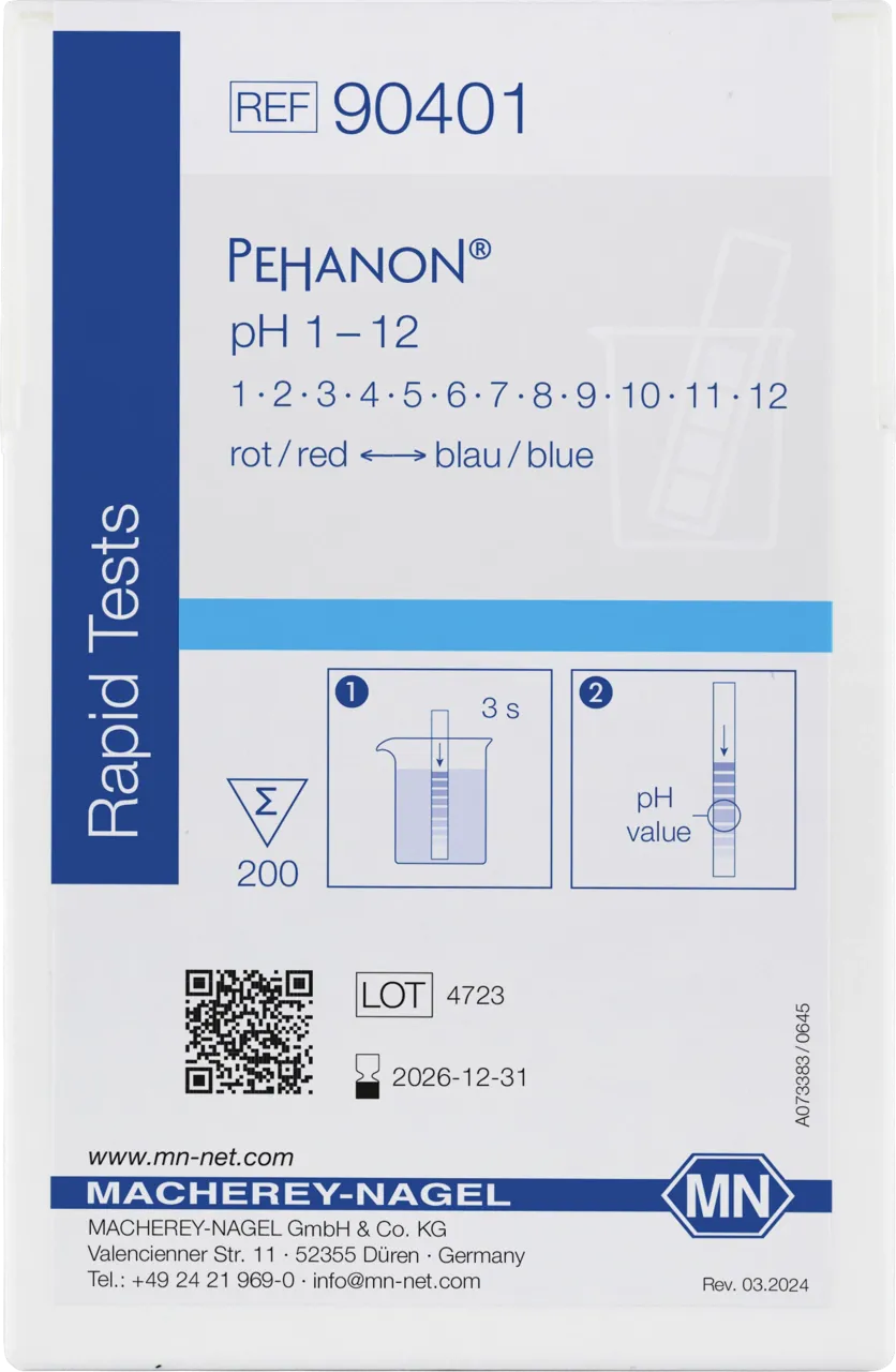 PEHANON pH 1.0 - 12.0 box of 200 strips 11 x 100 mm
