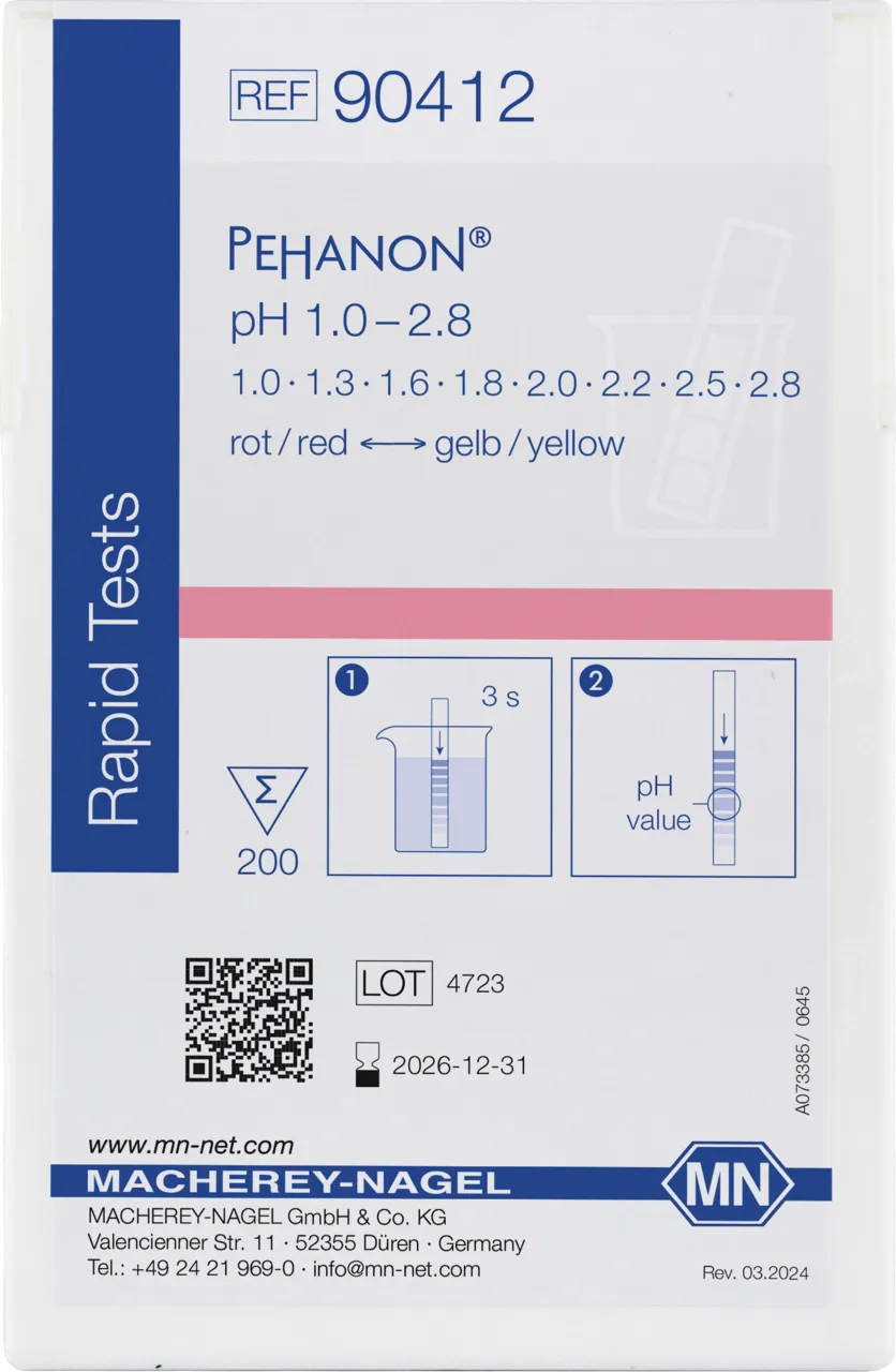 PEHANON pH 1.0 - 2.8 box of 200 strips 11 x 100 mm