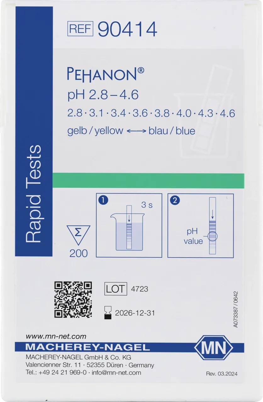 PEHANON pH 2.8 - 4.6 box of 200 strips 11 x 100 mm