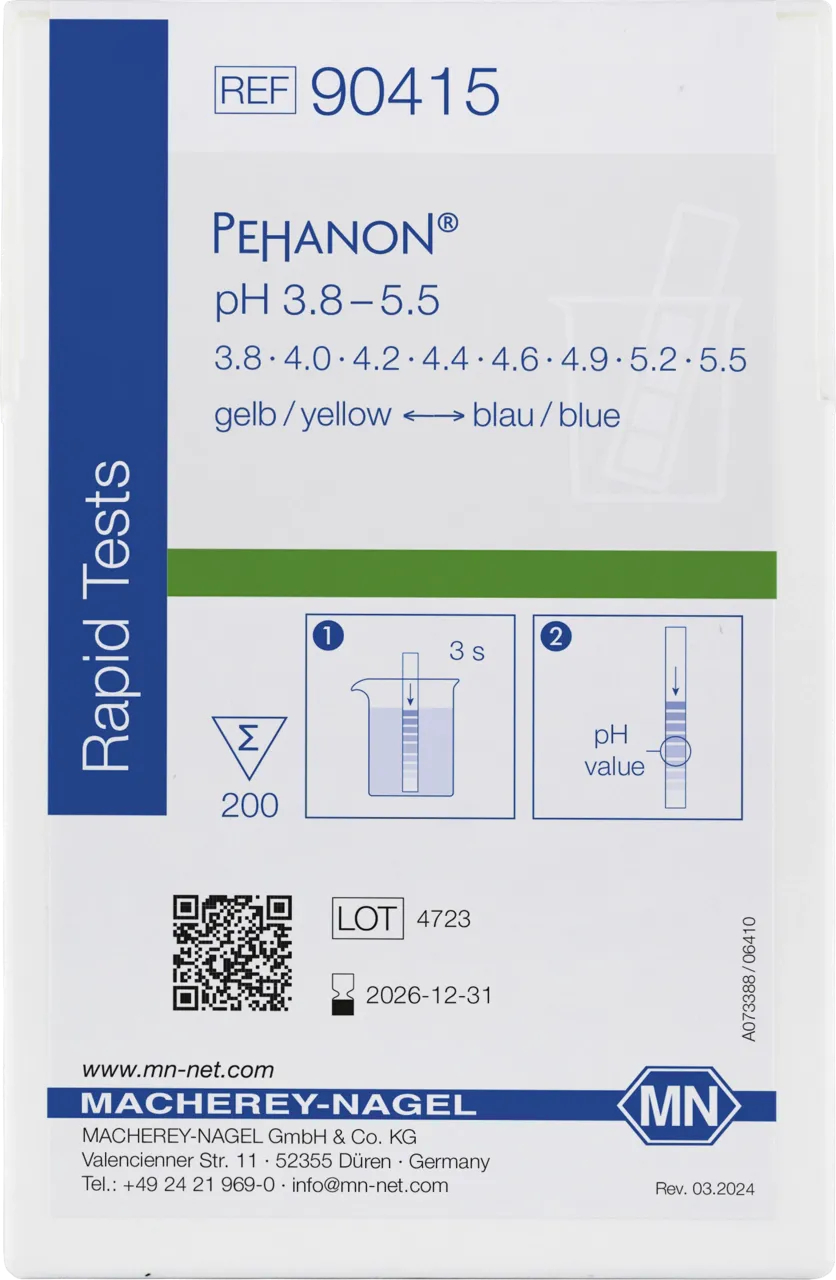 PEHANON pH 3.8 - 5.5 box of 200 strips 11 x 100 mm
