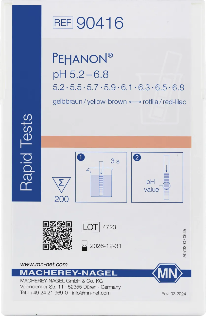 PEHANON pH 5.2 - 6.8 box of 200 strips 11 x 100 mm