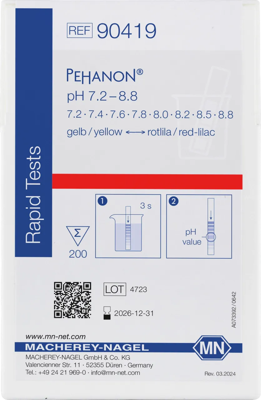 PEHANON pH 7.2 - 8.8 box of 200 strips 11 x 100 mm