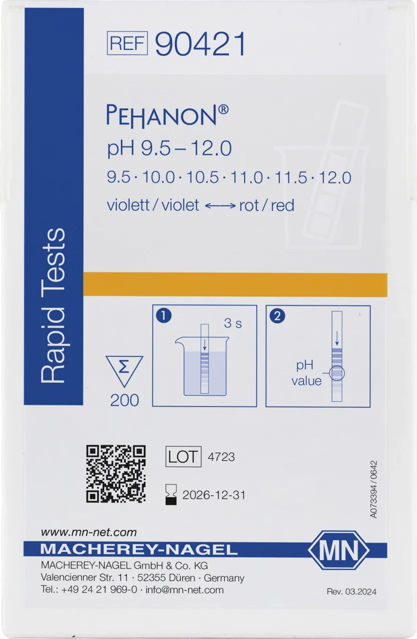 PEHANON pH 9.5 - 12.0 box of 200 strips 11 x 100 mm