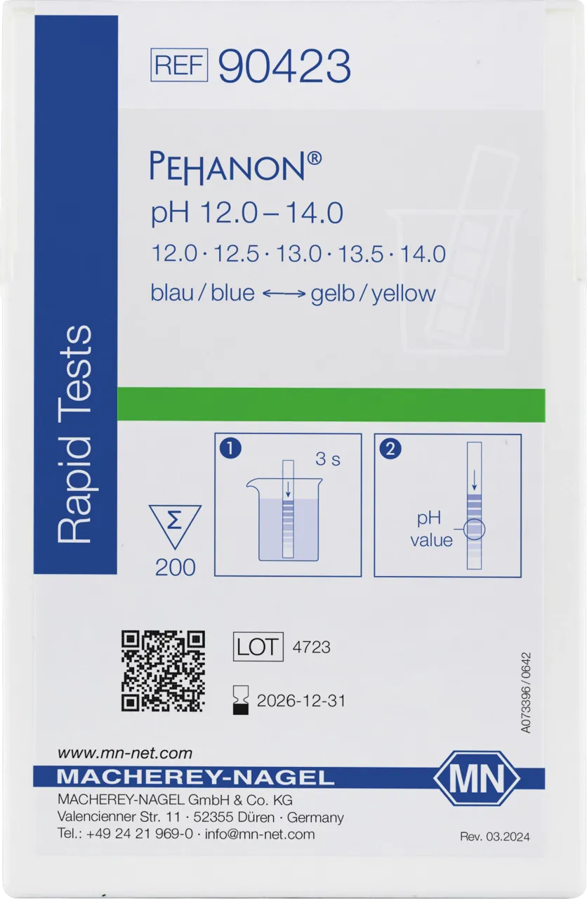 PEHANON pH 12.0 - 14.0 box of 200 strips 11 x 100 mm